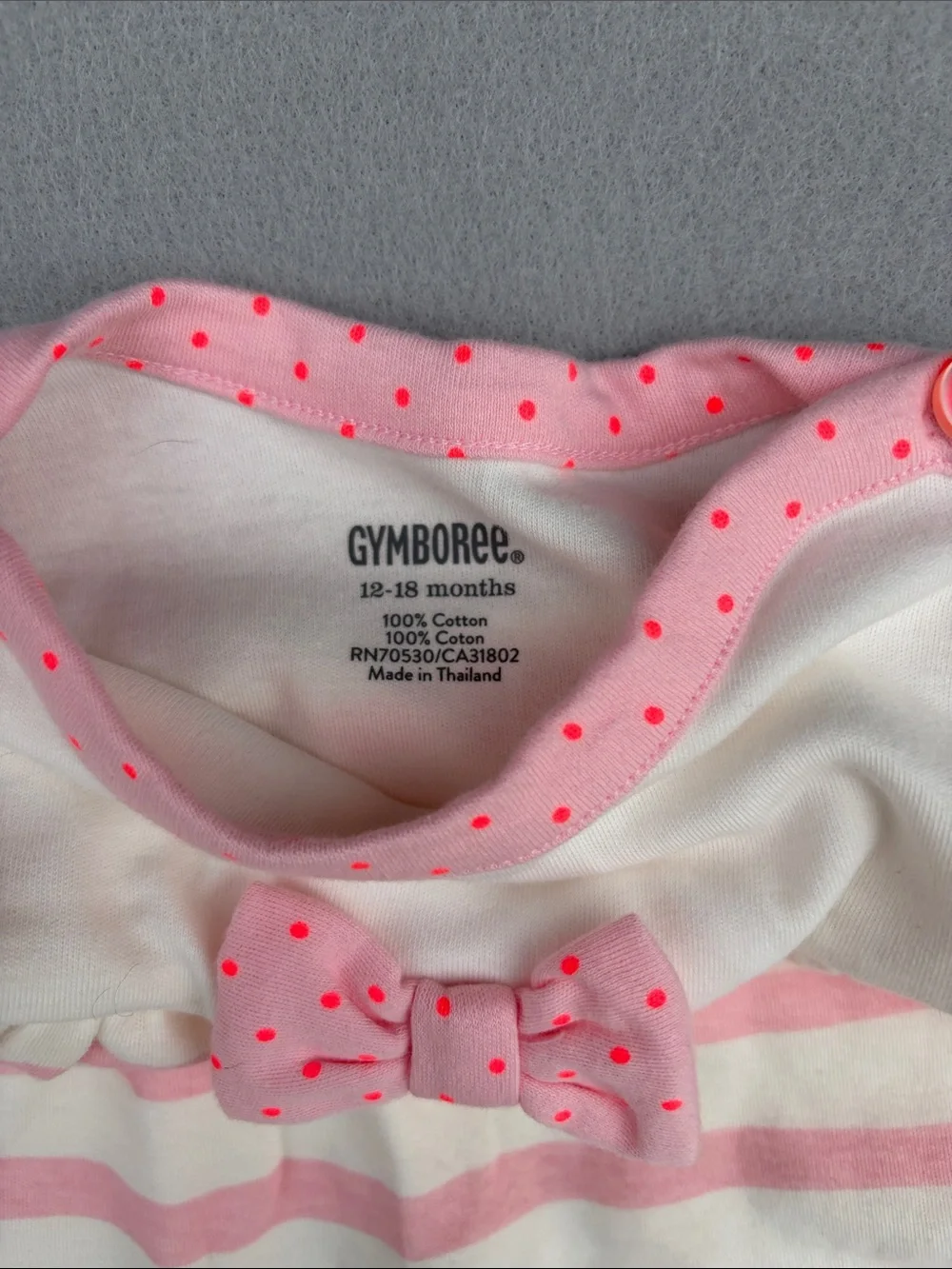Gymboree Pink and White Striped Long-Sleeve Footie with Bow